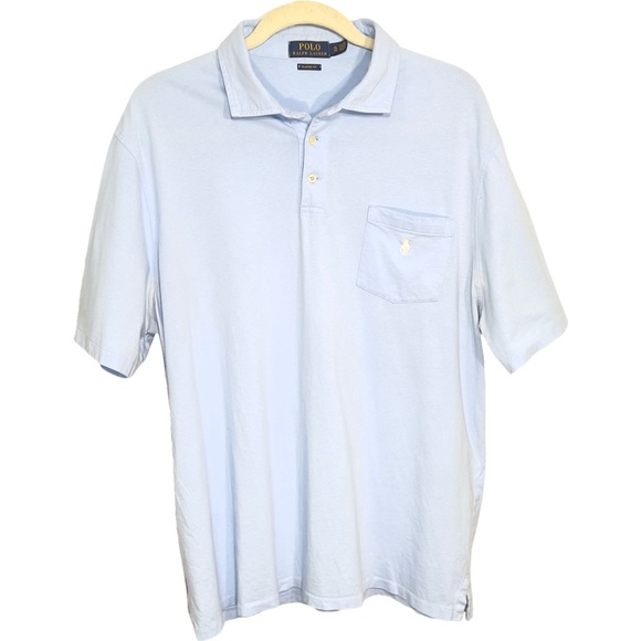 Polo Ralph Lauren Light Blue Classic Fit 3 Button Pocket Short Sleeved Shirt XL - Picture 7 of 7